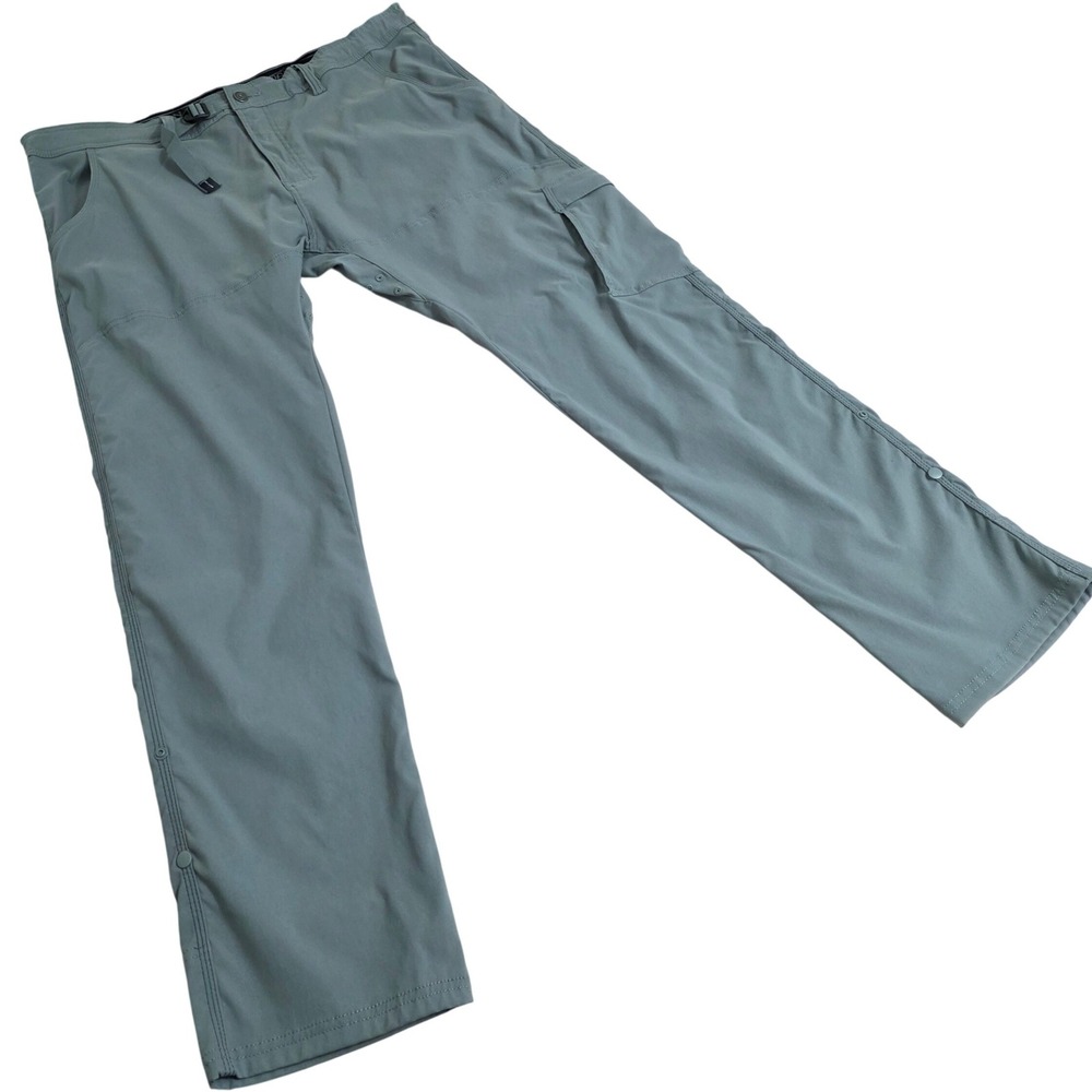 Prana‎ Mens Zion Straight Fit Pants 40x32 Gray Stretch Hiking UPF Roll Up Cargo